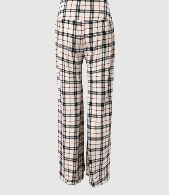 Dames geruite wijde pijpen broek hoge taille casual losse broek voor lente zomer nieuwe 2025, zelfontplooiing sexy broek met rechte pijpen