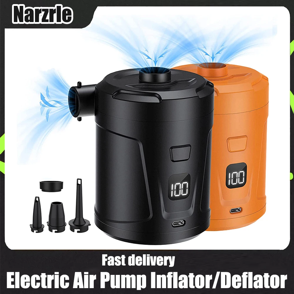 

Портативный Электрический воздушный мини-насос, батарея 5200 мАч с 4 насадками для воздушных матрасов, бассейнов, поплавков, плавающих колец из ПВХ для лодок