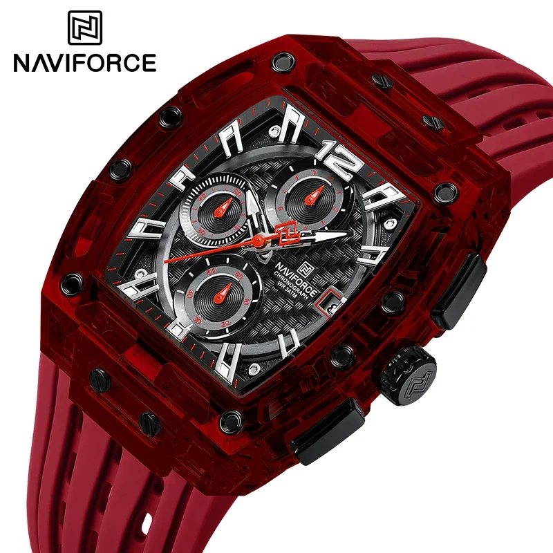 NAVIFORCE NF7105 Original Business Chronograph Dial Watches for Men 30M Waterproof Quartz Clock Silicone Belt WristWatches