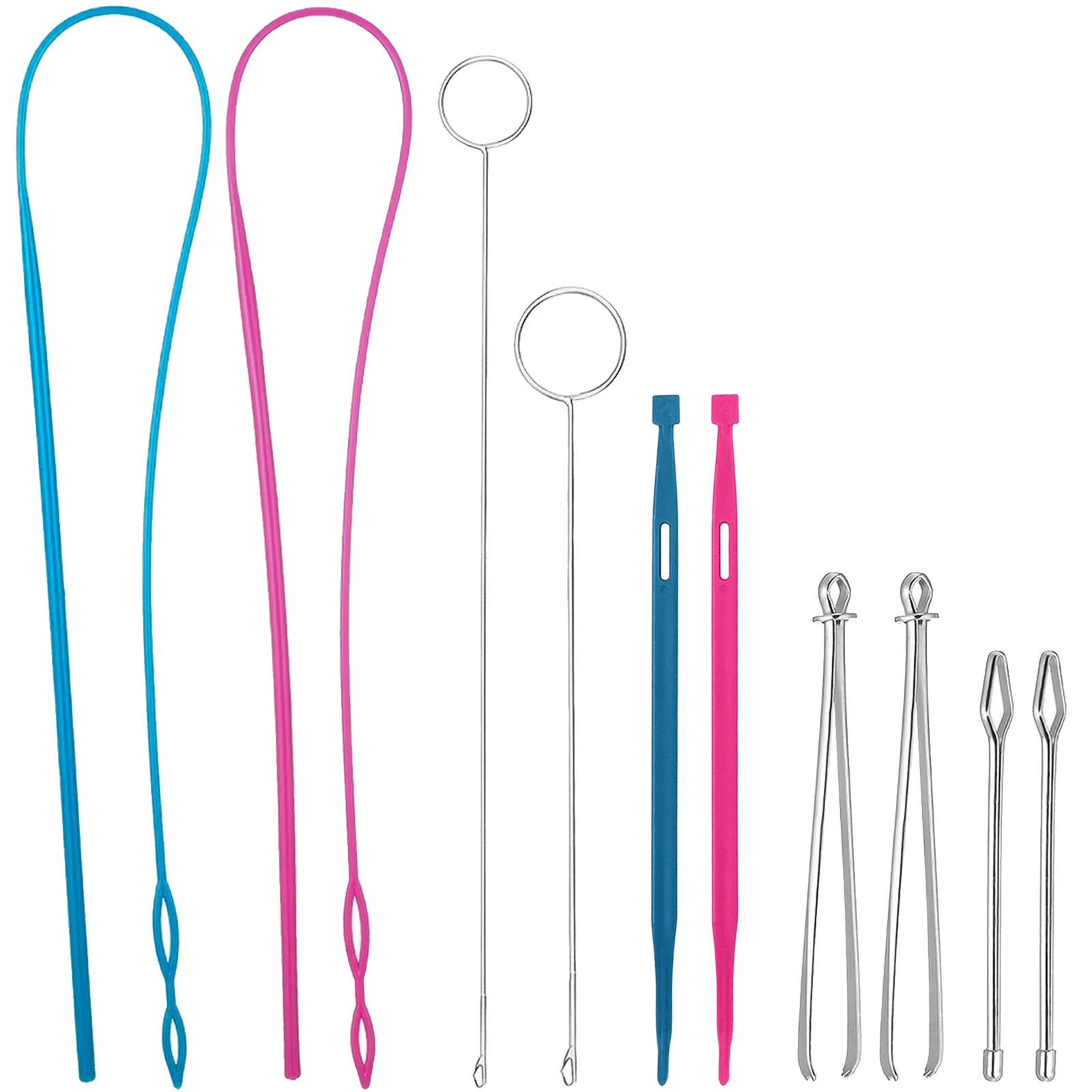 10Pcs Drawstring Threader Tool Set, Loop Turner Hooks, Drawstring Puller Clips, Metal Tweezers For Sewing Craft DIY