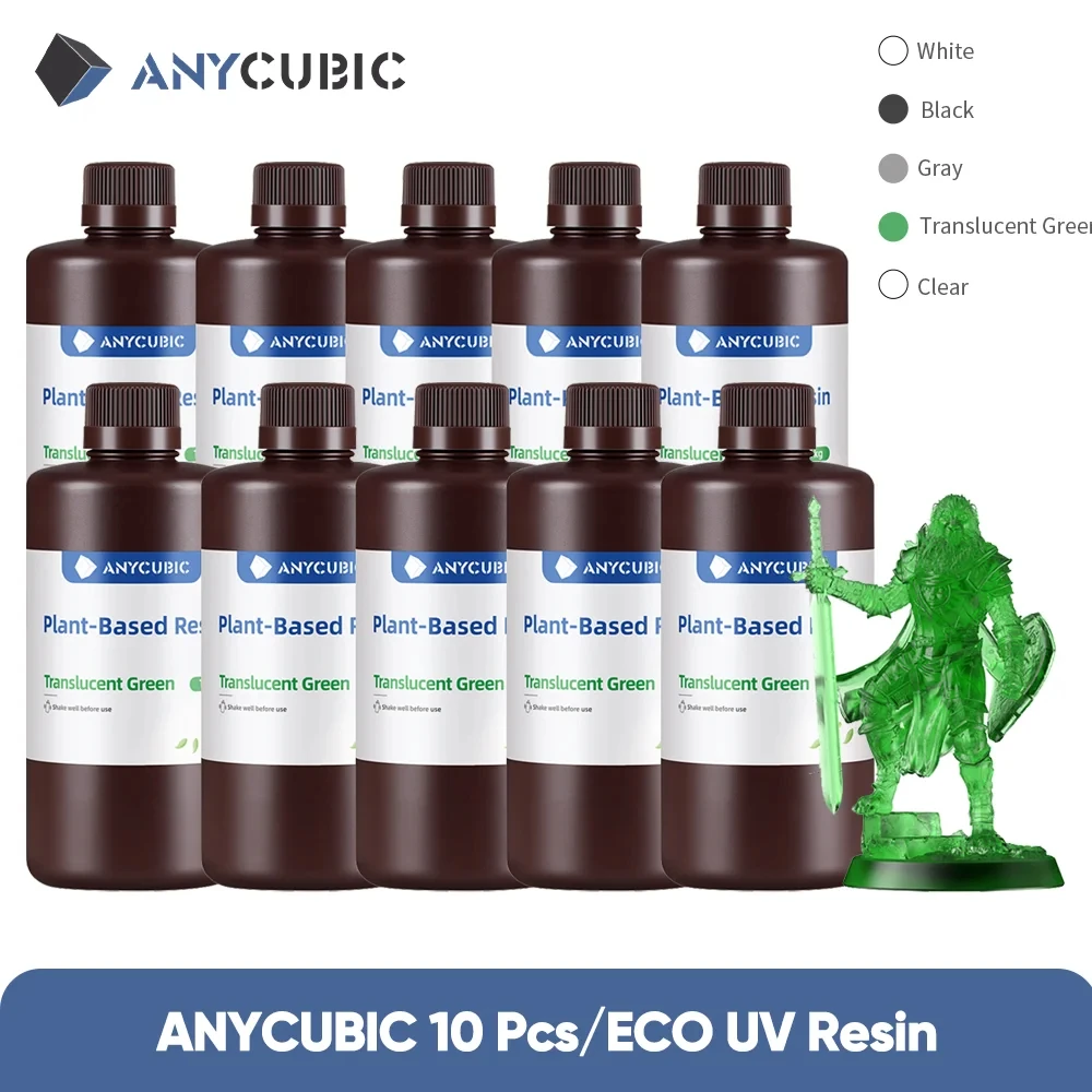 

10 кг ANYCUBIC ECO УФ-смола для ЖК-дисплея 3D-принтера Матеріал для 3D-печати с низким запахом без атмосферных химикатов УФ-смола на основе растений