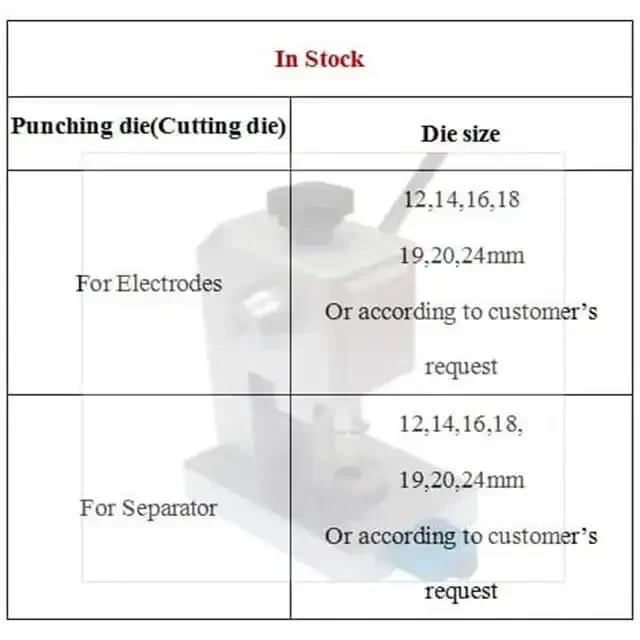 Mesin pelubang/mesin penekan sel koin/pemotong cakram presisi dengan cetakan pemotong Diameter 16,19, Diameter 20mm standar