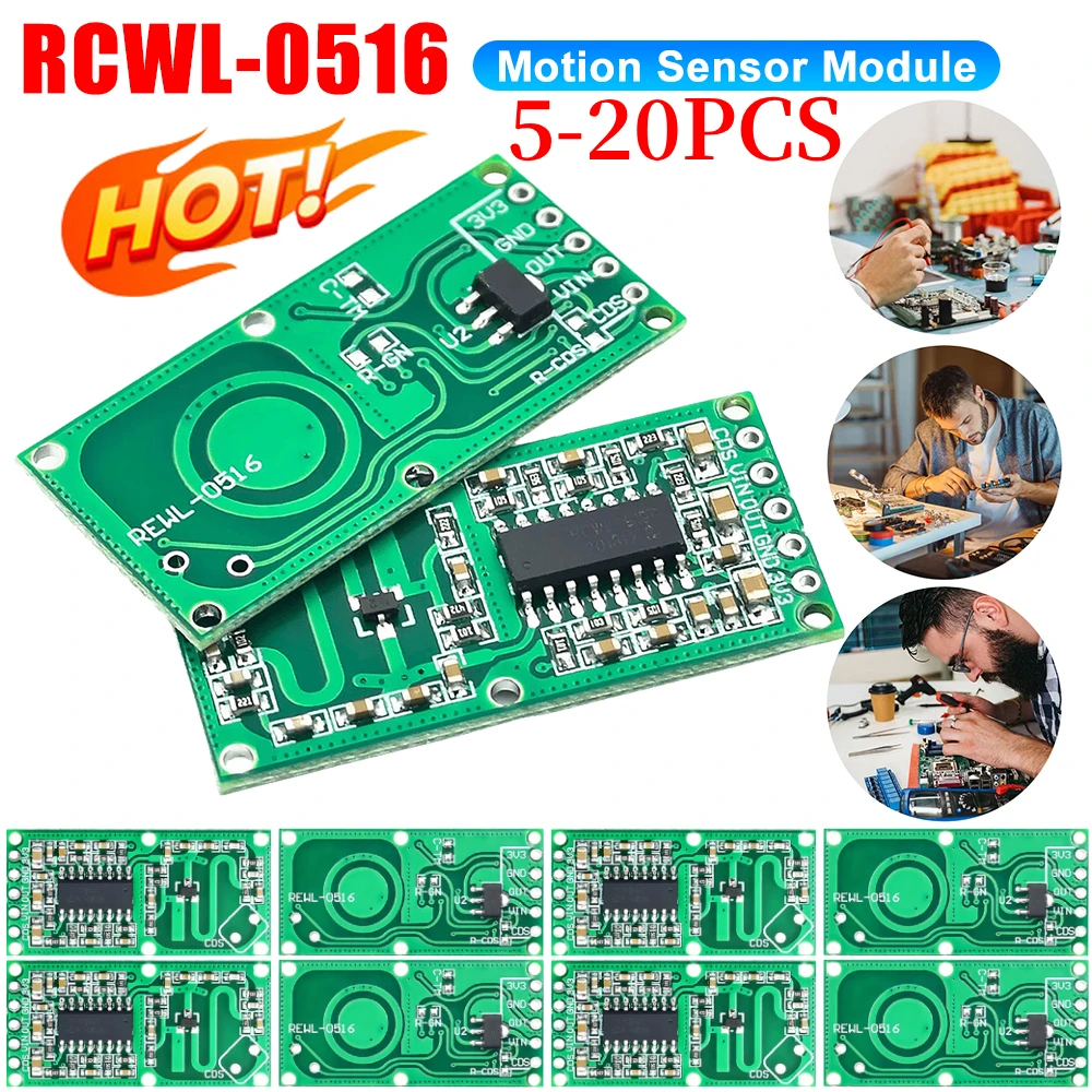 5-20pcs RCWL-0516 Micro Wave Radar Sensor Switch Board RCWL 0516 Microwave Human Body Induction Intelligent Module Output 3.3V