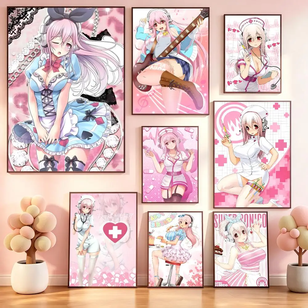 Character Super SonicoS Poster Poster Kawaii Self Adhesive HD Wall Print Cute Home Bedroom Room Aesthetic Decor Gift