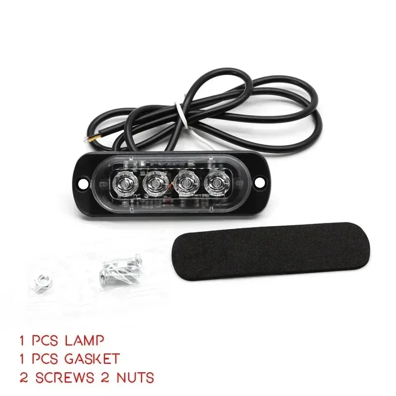 

For 12V Warning Lamp Truck Trailer Bus Caravan Flashing Light 4LED Ne For Oval Side Marker Tail Light Yellow Universal Indicator