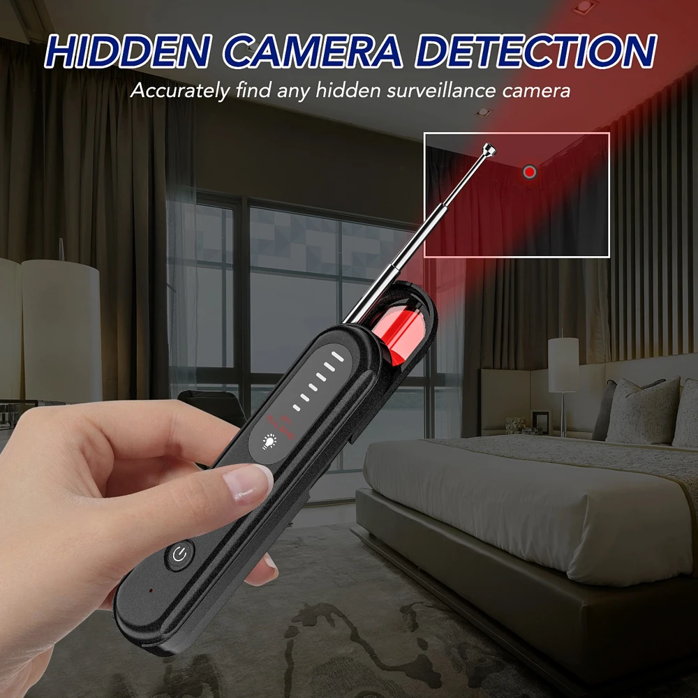 Hidden Camera Detector Anti-Spy Car GPS Tracker Listening Device Bug RF Wireless All Signal Scanner Gadget Security Protection