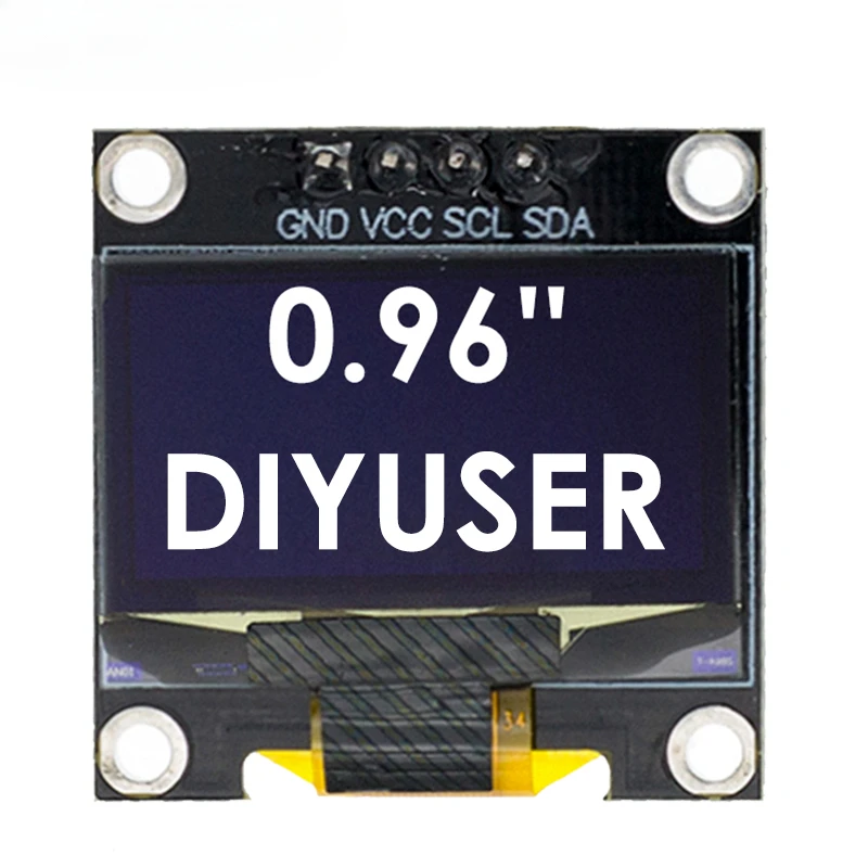 DIYUSER 0.96 Inch OLED SSD1306 White/Blue/Yellow 128X64 IIC I2C Serial Display Module 12864 LCD Screen Board For Arduino