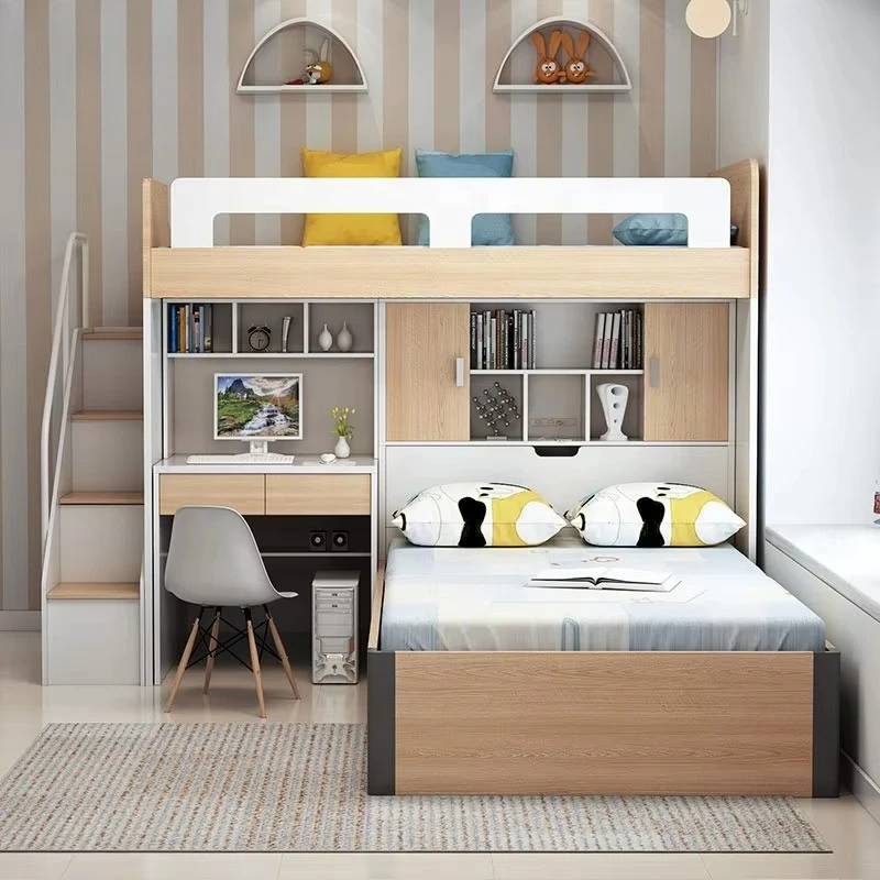 

Multifunctional Children's Bed Height Bed Simple Bunk Bed Wardrobe Desk Combination Bedroom Furniture