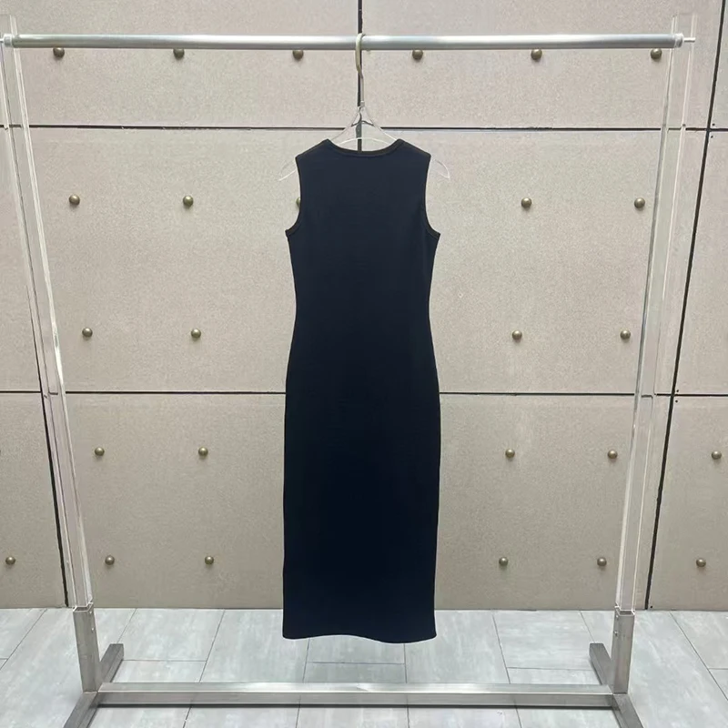 مشد نسائي جديد لربيع وصيف 2025 مخيط يدويًا مع قمة طويلة بدون أكمام وفستان محبوك للتخسيس