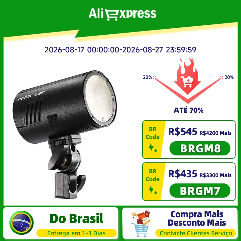 Godox AD100Pro AD100 PRO Outdoor Câmera Ao Ar Livre Flash Light TTL HSS 2.4G Speedlite para DSLR Sem Espelho Mirrorless Camera Sony ZVE10 A7IV A7III Canon 5DIV 6DII 90D R6 R7 R3 Nikon Z6II Z7 Z6 Fujifilm Olympus