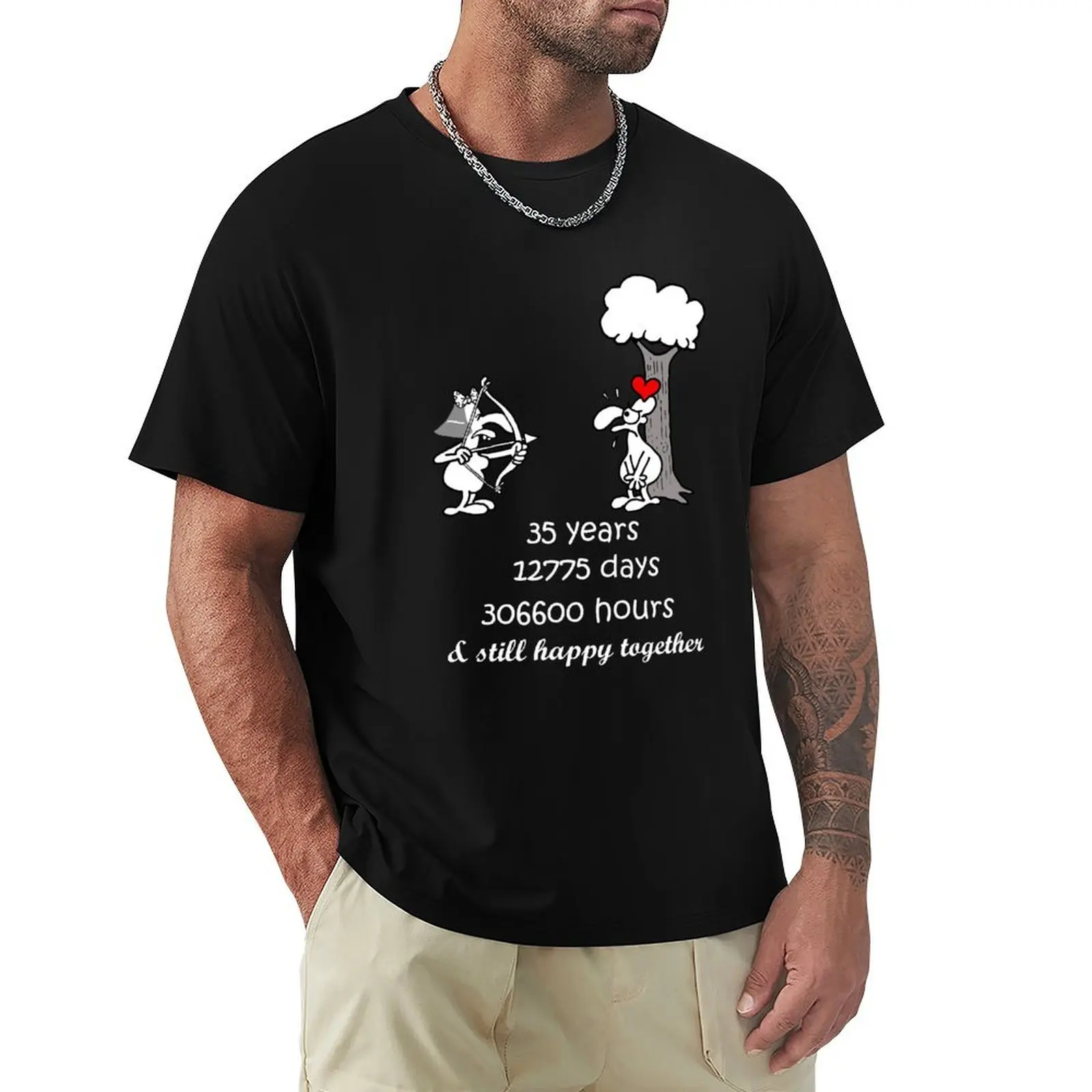 35th Wedding Anniversary Parents Funny Gift For Husband Wife 35 Years Together 35th Year Of Marriage Humorous Couple Mat T-Shirt