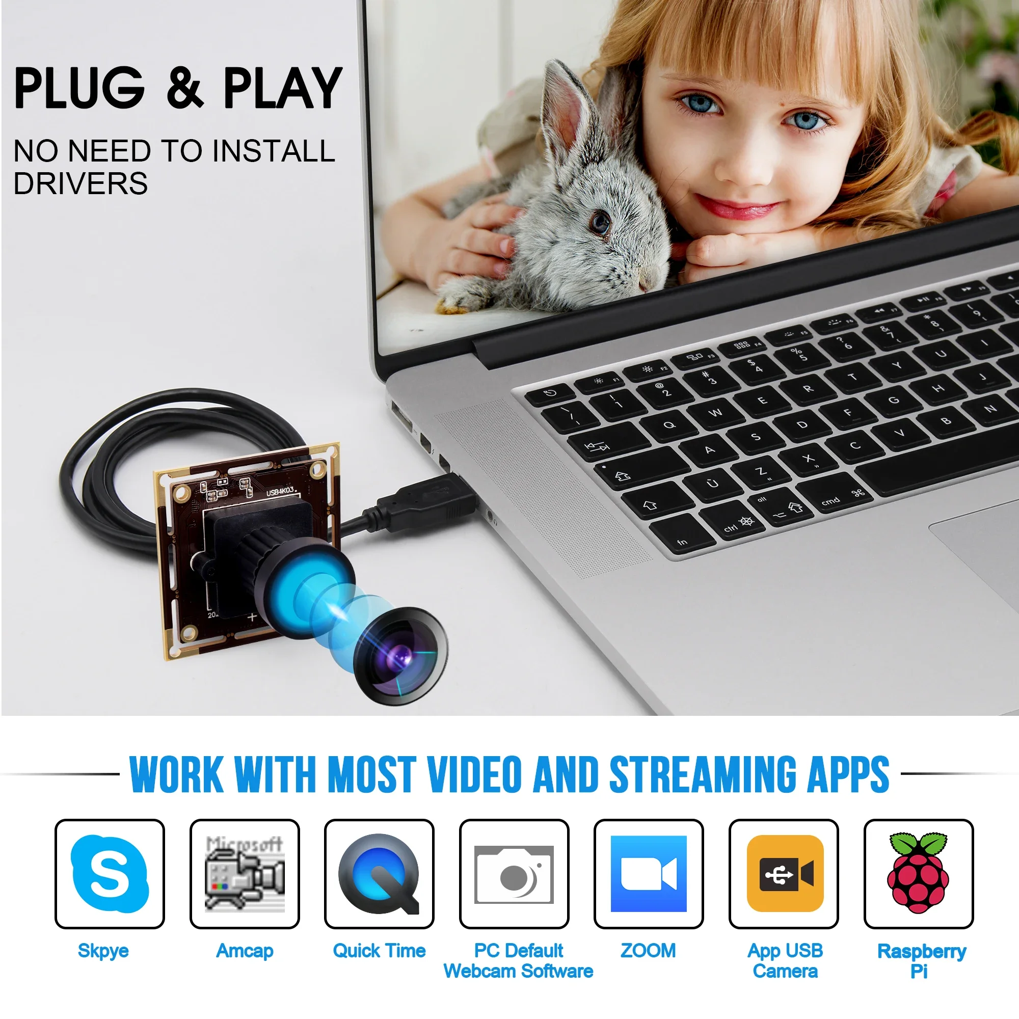 Módulo de cámara ELP 4K Ultra USB 2160P MJPEG 30fps CMOS IMX415 Mini cámara web de vídeo USB para PC, computadora portátil, Raspberry Pi