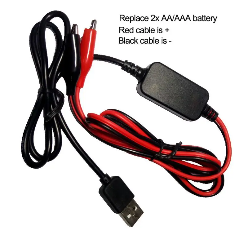 2x AA AAA مزيل البطارية USB 5 فولت إلى 3 فولت كابل تنحى خط محول الجهد