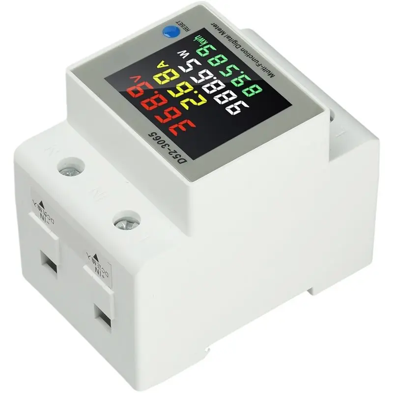 FULL-D52-3065 DC Din Rail Multifunctional Power Meter Photovoltaic Meter Digital Display Voltmeter Ammeter