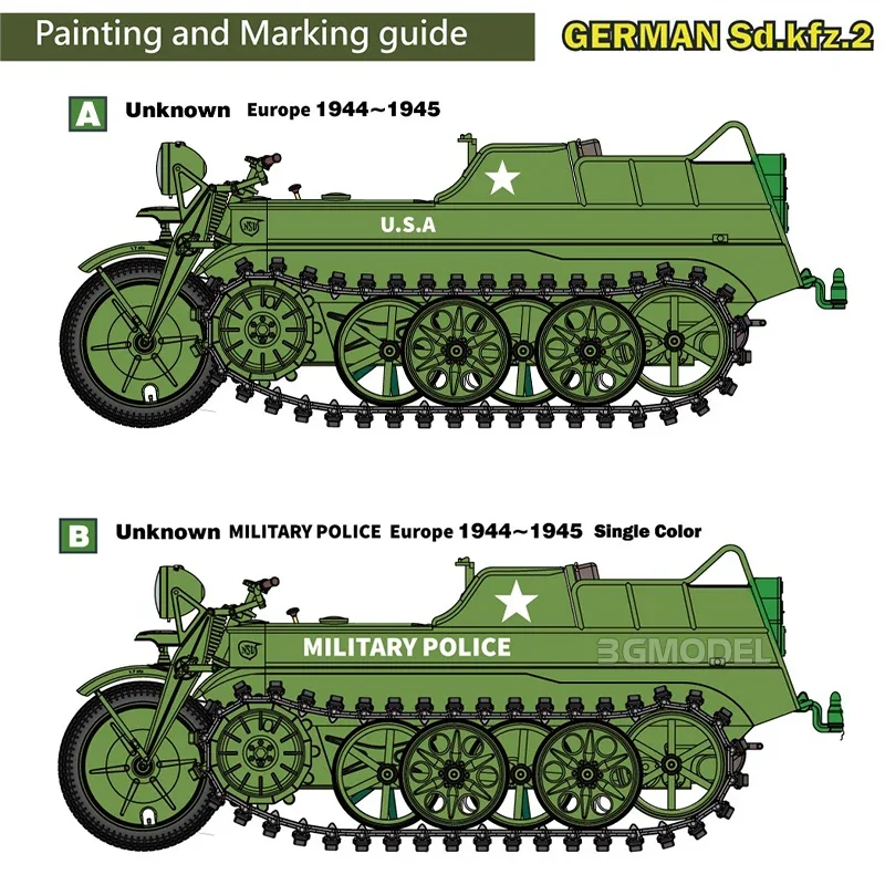 ชุดโมเดลประกอบอิสระ16004 Sdkfz.2เยอรมันรถหุ้มเกราะ1/16