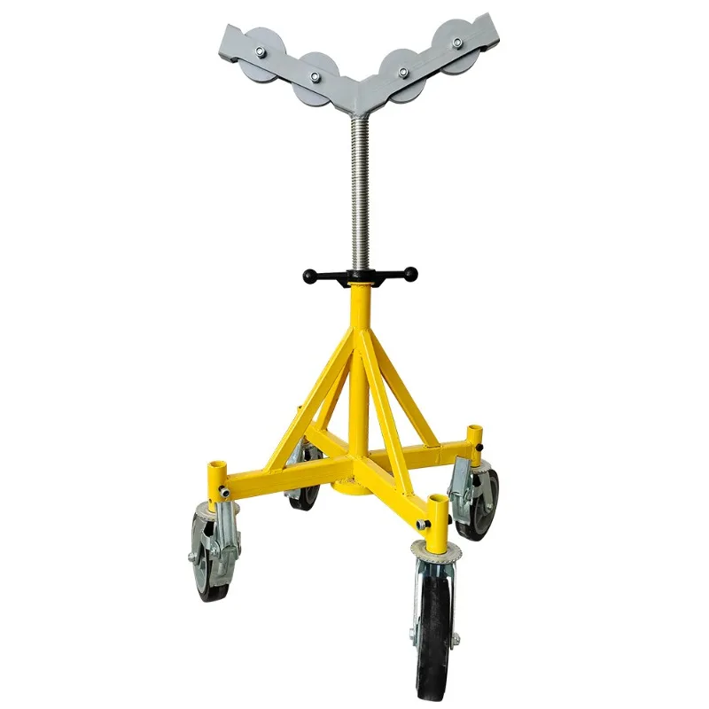 Telescopic Height Adjustable Pipe Support Stand with Rollers Heavy Duty 4-Leg Pipeline Support Bracket
