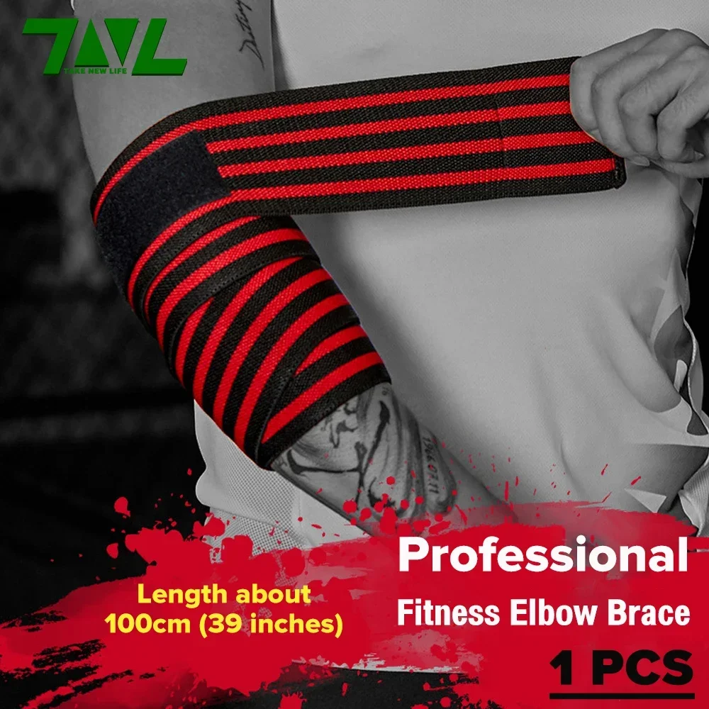 1PC 100cm długi pasek na łokieć bandaż oddychająca orteza wsparcie siłownia Fitness sportowa podkładka ochronna do podnoszenia ciężarów Bench Press