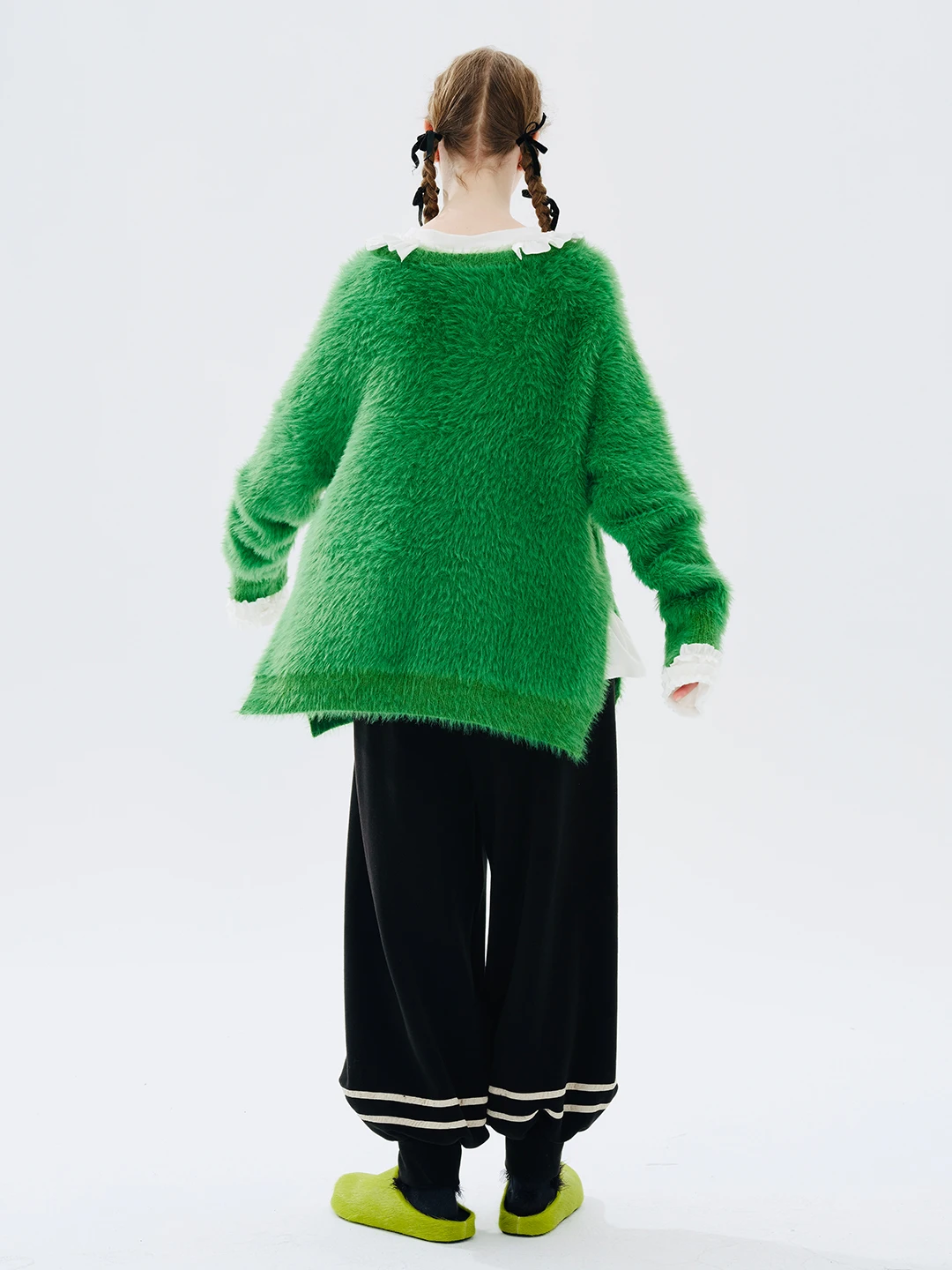 imakokoni 2023 autumn/winter new green lazy loose mohair soft waxy sweater female 234348