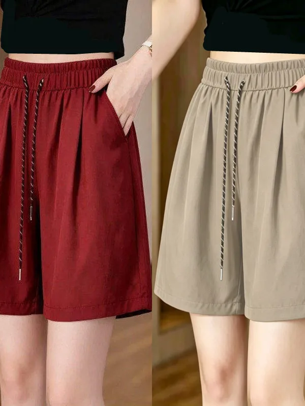 

Summer Thin Casual plus Size Five-Point Pants Women's Lazy Style Quick Dry Shorts Loose Meat Covering High Waist Slimming Wid...