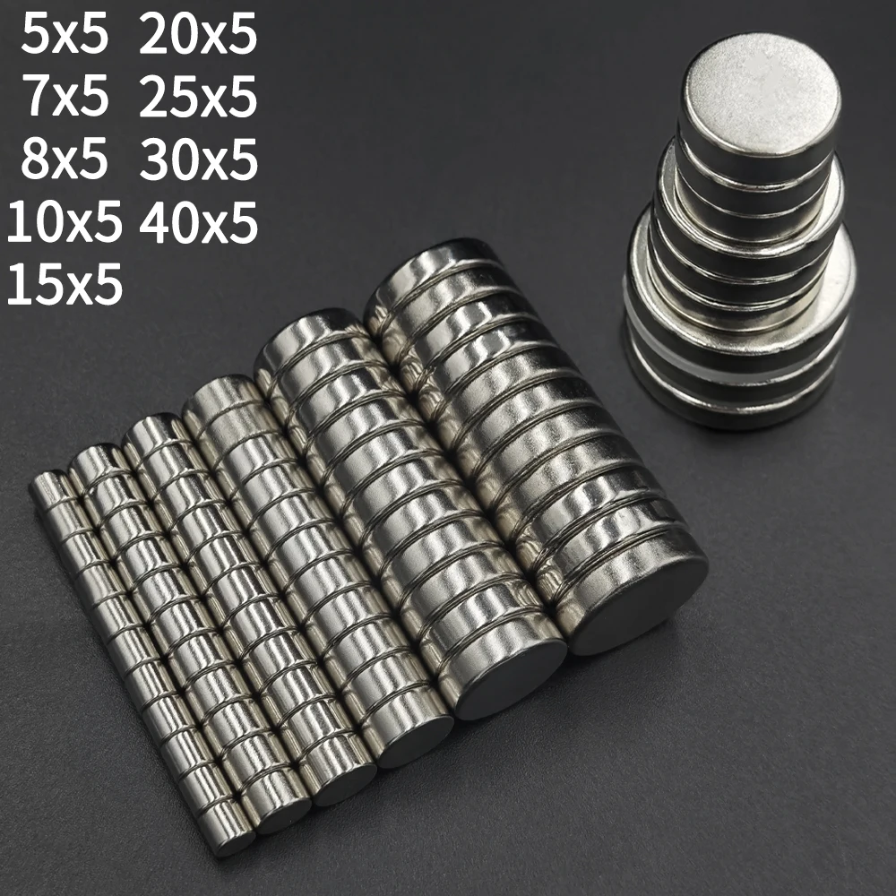 5x5,7x5,8x5,10x5,12x5,15x5,20x5,25x5,30x5,40x5mm round magnet small Super Strong Powerful Magnetic neodymium for fridge board