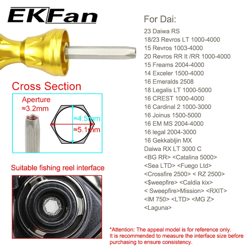 EKfan 105mm Kohlefaser-Griff für Dai Hexagon Schaftverschluss-Spinnrolle mit doppeltem Aluminiumlegierungs-Knopf für Angelrollen – Detail 1