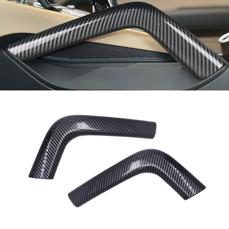 

For Porsche Cayenne 2011 2012 - 2017 ABS Carbon Texture Center Armrest Handles Grab Pull Protective Cover Trim