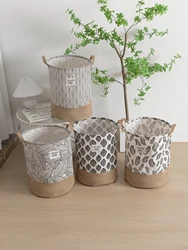 1pc Cloth Art Folding Leaf Pattern Dirty Clothes Toys Storage Bucket Household Storage Basket Dirty Clothes Laundry Basket