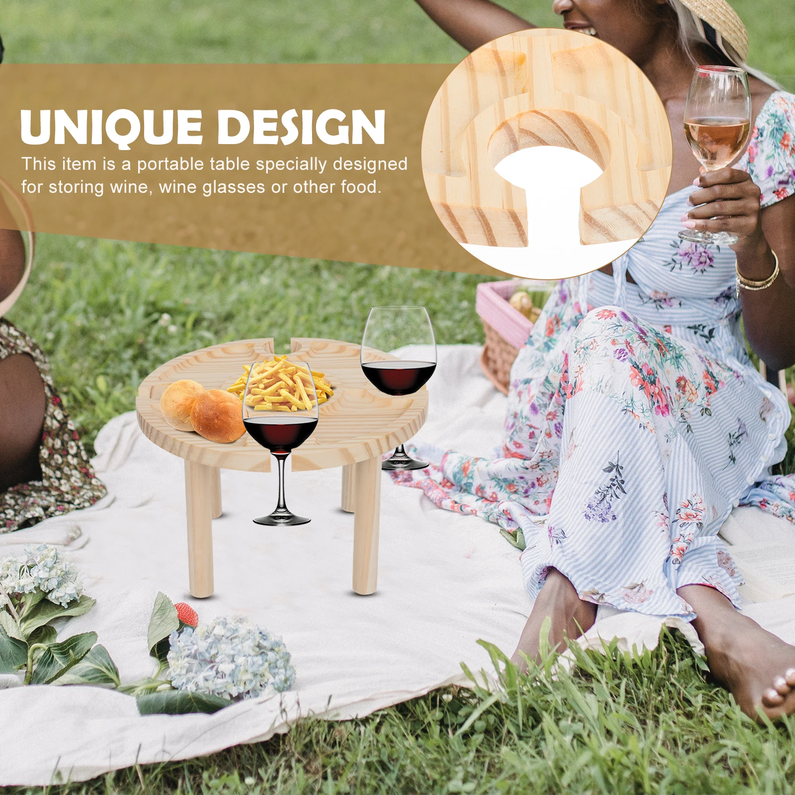 

Wooden Dining Foldable Picnic Rack Picnic Rack Outdoor Tables Mini Eco Friendly Storage Space Multi Functional