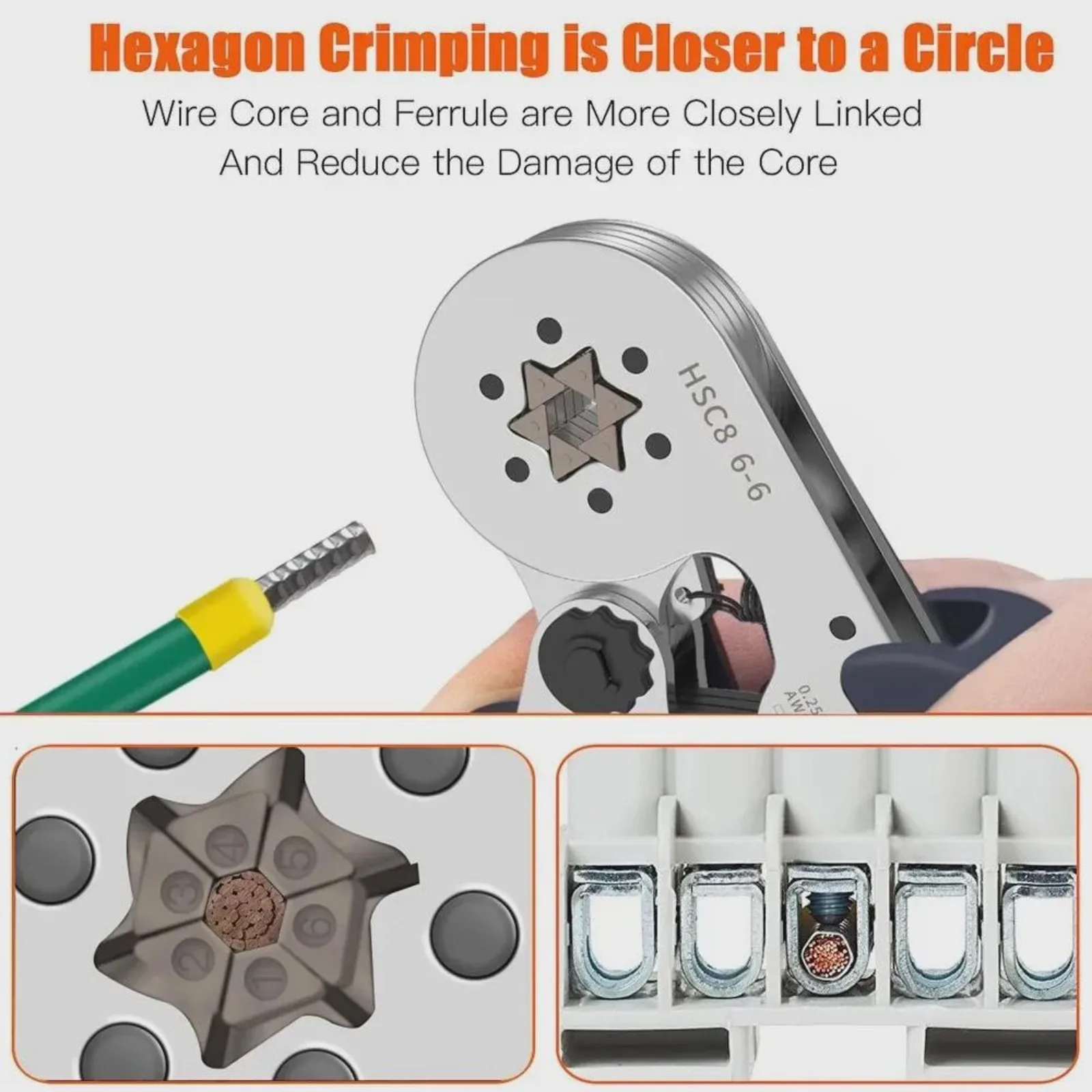 HSC8 Professional Crimping Tool Kit Electrical Wire Connector Crimper Pliers 0-25mm² Repair