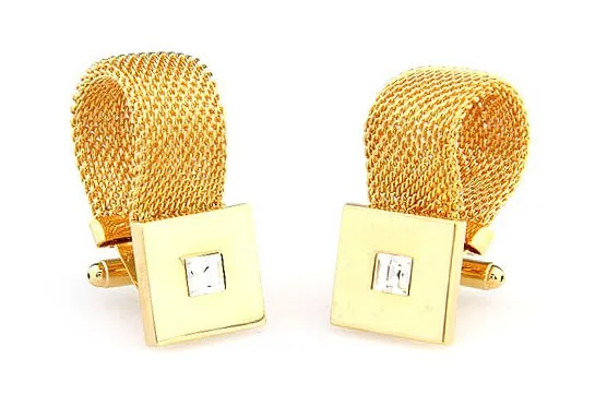 Gold-color Cufflinks golden color square crystal novel design hotsale copper material cufflinks whoelsale&retail