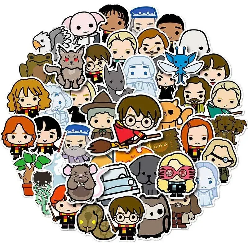 50PCS Classic Movie Harried Sticker Funny Anime impermeabile per telefono Laptop Scrapbook Scooter Potters giocattoli per regalo per bambini
