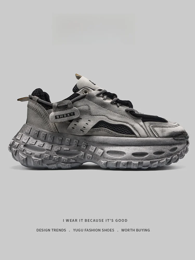 

Trendy Casual Shoes Men's Autumn Thick Bottom Heightening Sports Leisure Retro Dad Shoes Single Tire Design Youthful Energy