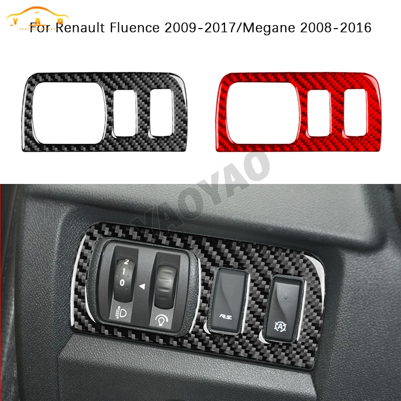 

Car Sticker For Renault Fluence Megane 3 RS Scenic 2009 2010 2011 2012 2013 2014 2015 Carbon Fiber Car Headlight Button Frame