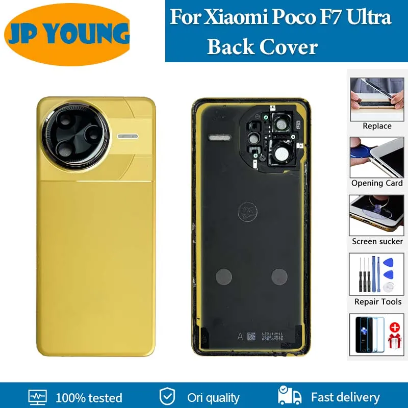 AAA+ quality For Xiaomi Poco F7 Ultra Back Cover Rear Door Housing Case For 24122RKC7G Battery Cover With Adhesive Replacement