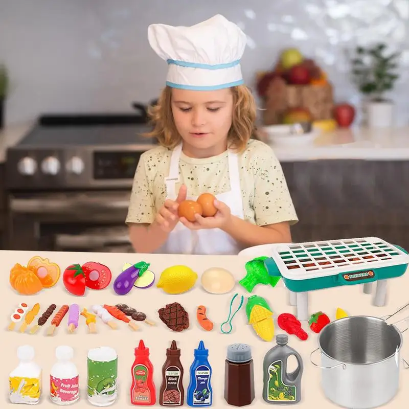 Cooking Toys For Kids Kitchen Playset 53Pcs Food Play Toy Set Kids Pots And Pans Set With Play Food Toddler Cooking Set Dessert