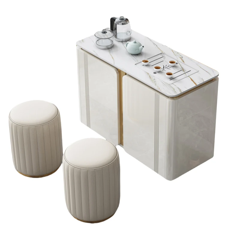 

A few small tea tables by the sofa boil water in one, tea table by the side, balcony, solid wood tea cart