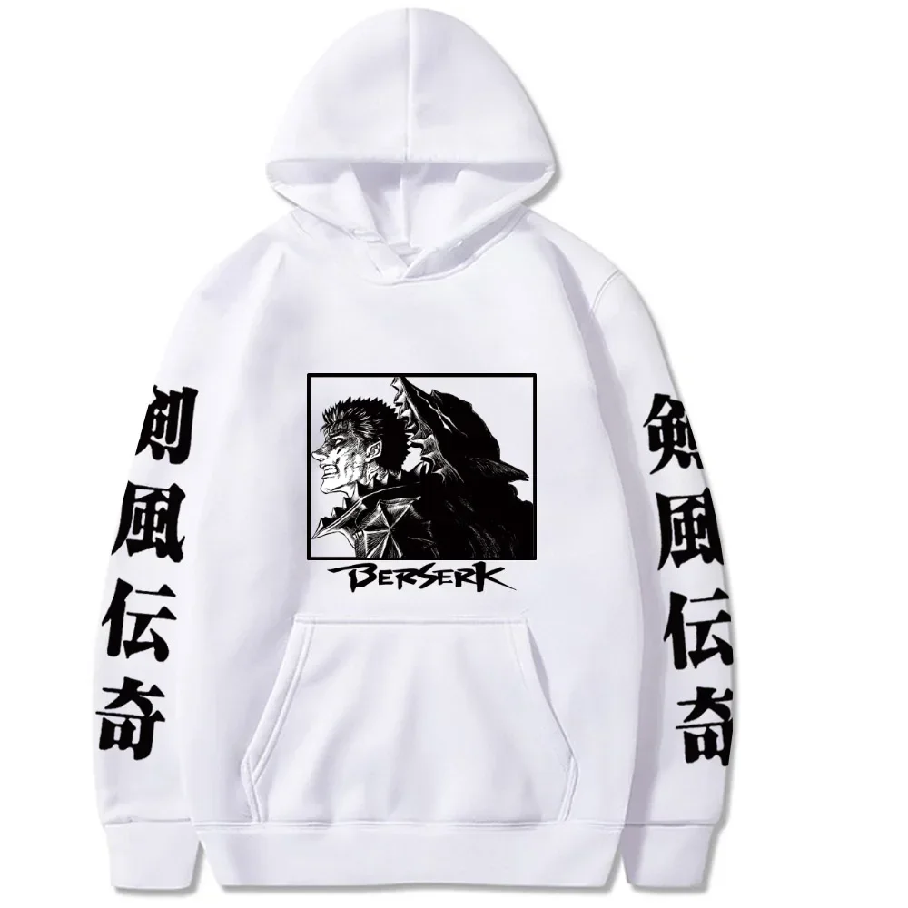 Japanese anime Dark Manga Berserk Anime Hoodies Cartoon Manga Guts Sweatshirt Black Pullover Oversized Causal Men's hoodies