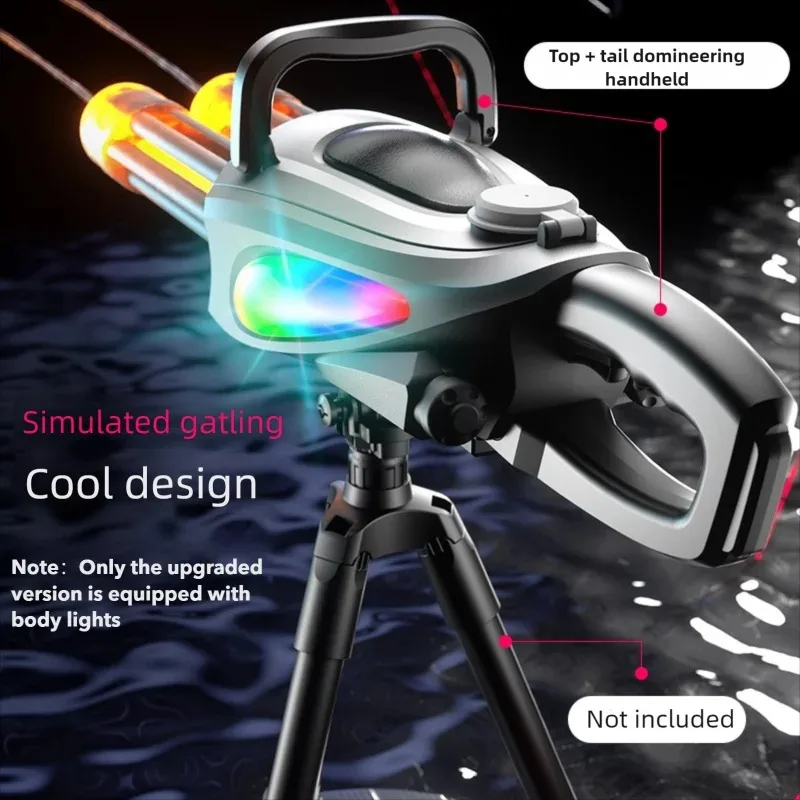 Nova pistola de água elétrica gatling brinquedo com led pistola de água spray automático blaster canhão piscina brinquedo verão para crianças meninos adulto presente