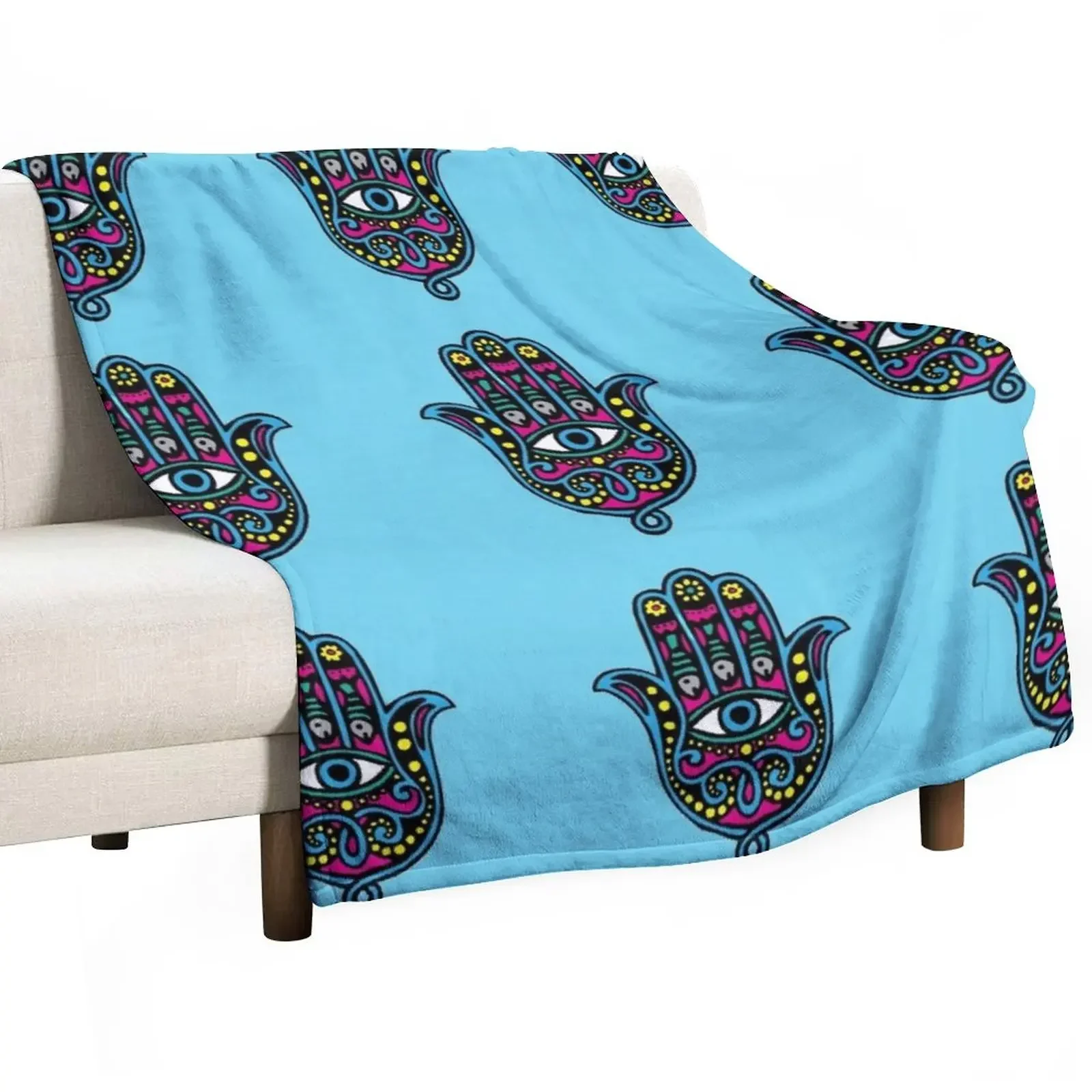 Hand of Hamsa Colorful Throw Blanket Sofas for winter Blankets For Sofas Sofa Quilt Blankets