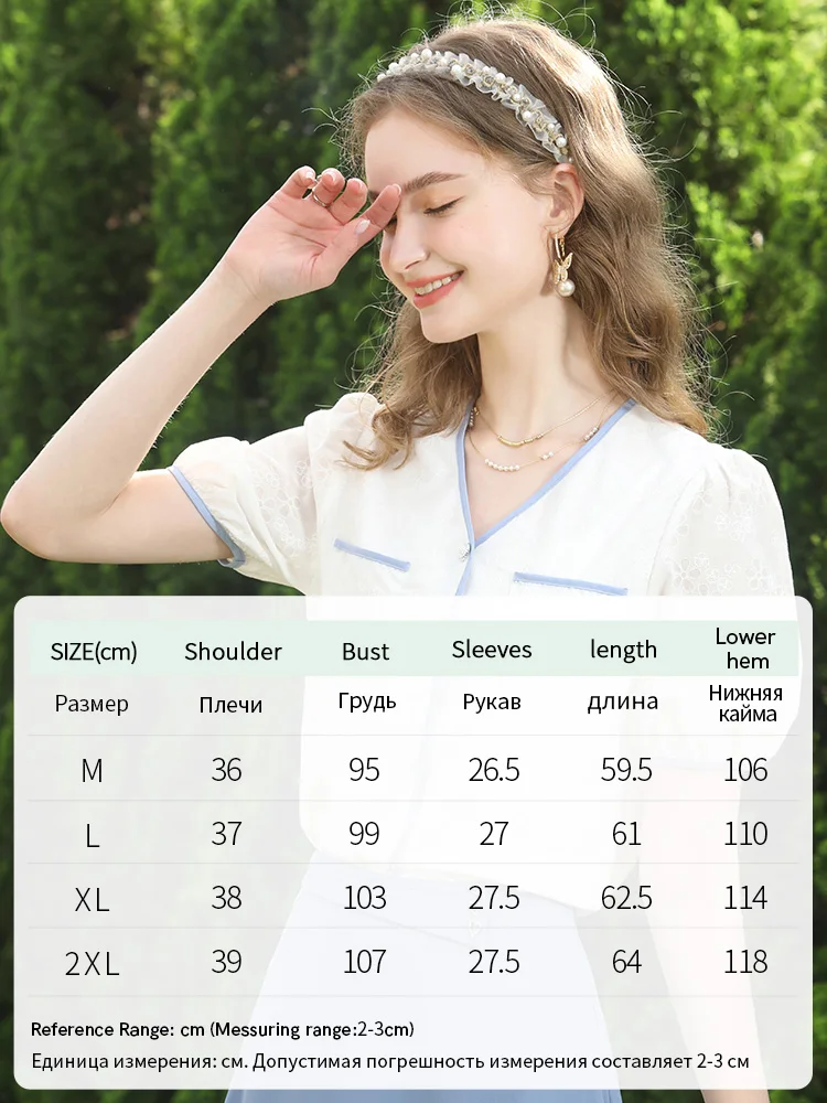 I BELIEVE YOU White Blouse French Puff Short Sleeves Cotton Shirts & Blouses Women\'s Tops 2023 Summer Female Shirt 2232055047