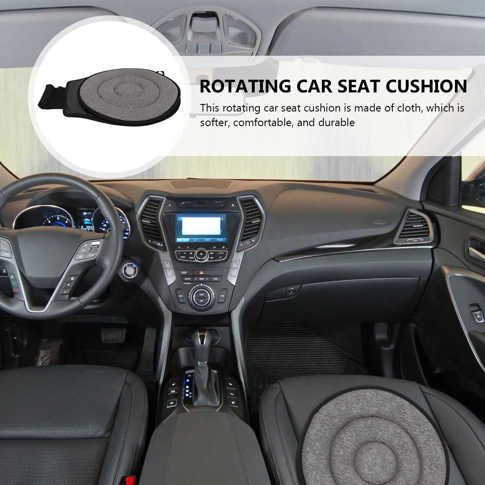 

1Pcs Soft Cloth Rotating Seat Cushion Swivel Car Seat Pad Non Slip Portable Comfortable Cushion for Pregnant Women Home Office