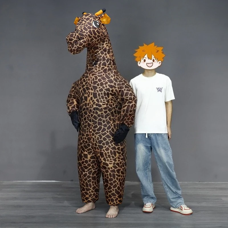 

Leopard Printed Giraffe Inflatable Costume Adult Giraffe Funny Costume Halloween Animal Themed Party Cosplay Inflatable Costume