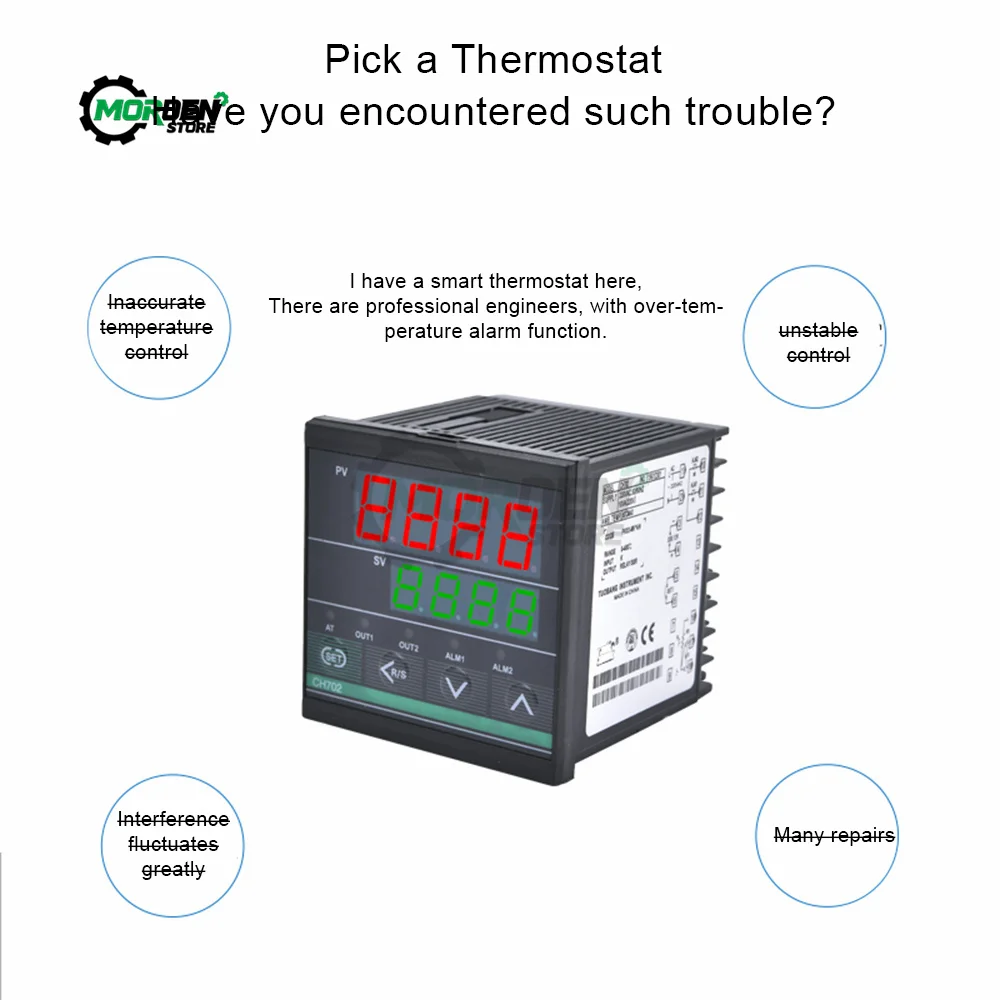 Dual Output SSR and Relay CH102 CH402 CH702 CH902 Two Relay Output LCD Digital PID Intelligent Temperature Controller AC48-240V