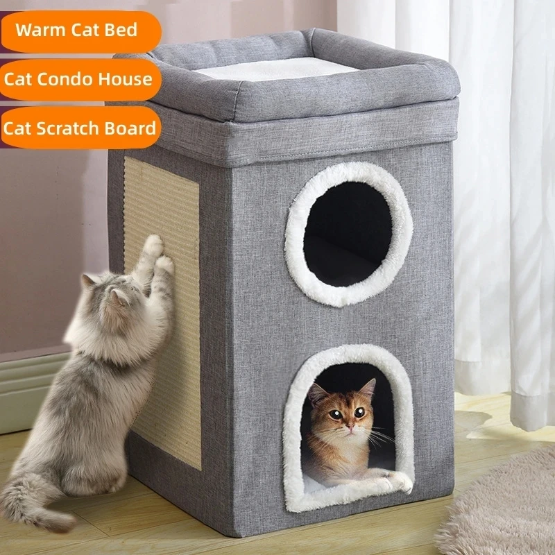 

Three Layers Of Cat Litter Winter Warm Removable Washable Fully Enclosed Easy To Clean One Large Foldable Pet Litter Four-season