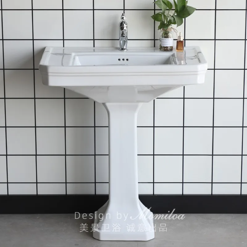 77Cm high temperature ceramic column basin European export, personalized high value homestay balcony bathroom