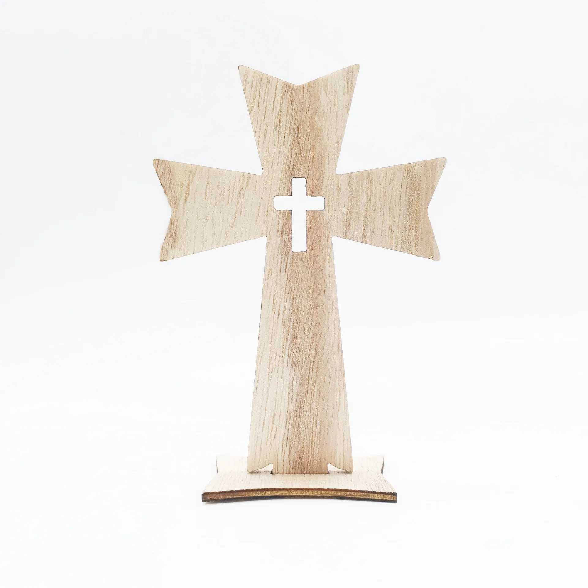 10pcs Wooden Standing Cross Decor Altar Cross with Stand Double-Sided Table Cross Gift  Wooden Cross