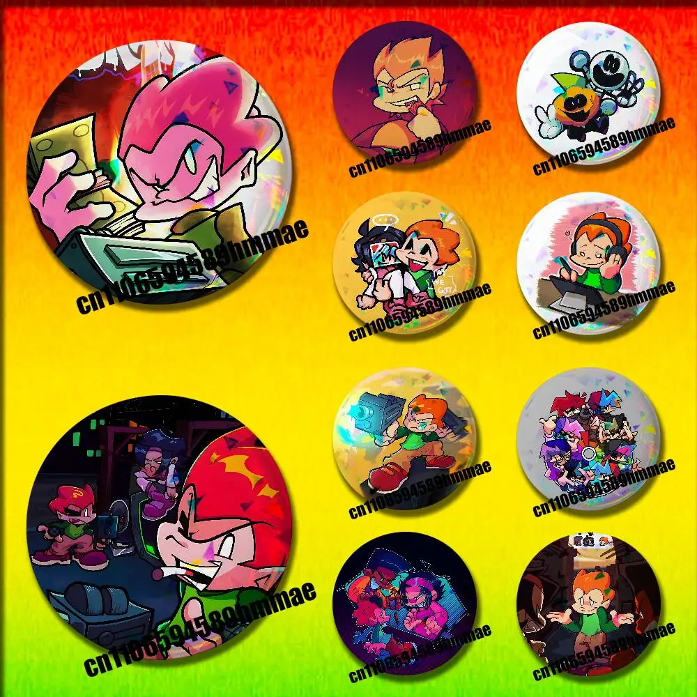 

For F-Friday Night Funkin Pico Emblem Round Pins Insignia Badge Case Clothes Hats 32mm Ornament Brooch Button