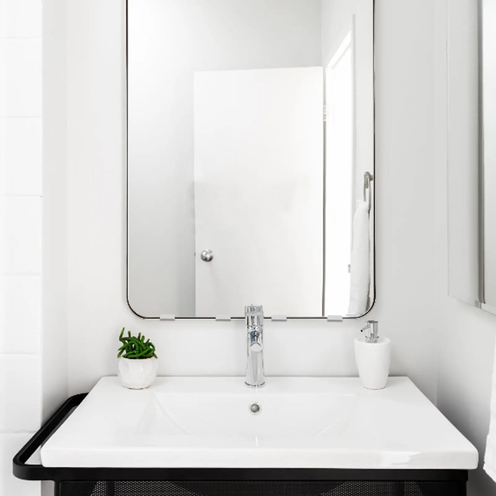 8Pcs Frameless Glass Mirror Clamps Bathroom Metal Holders Wall Mount Mirror Fixing Support Brackets Stable for Home Hotel Public