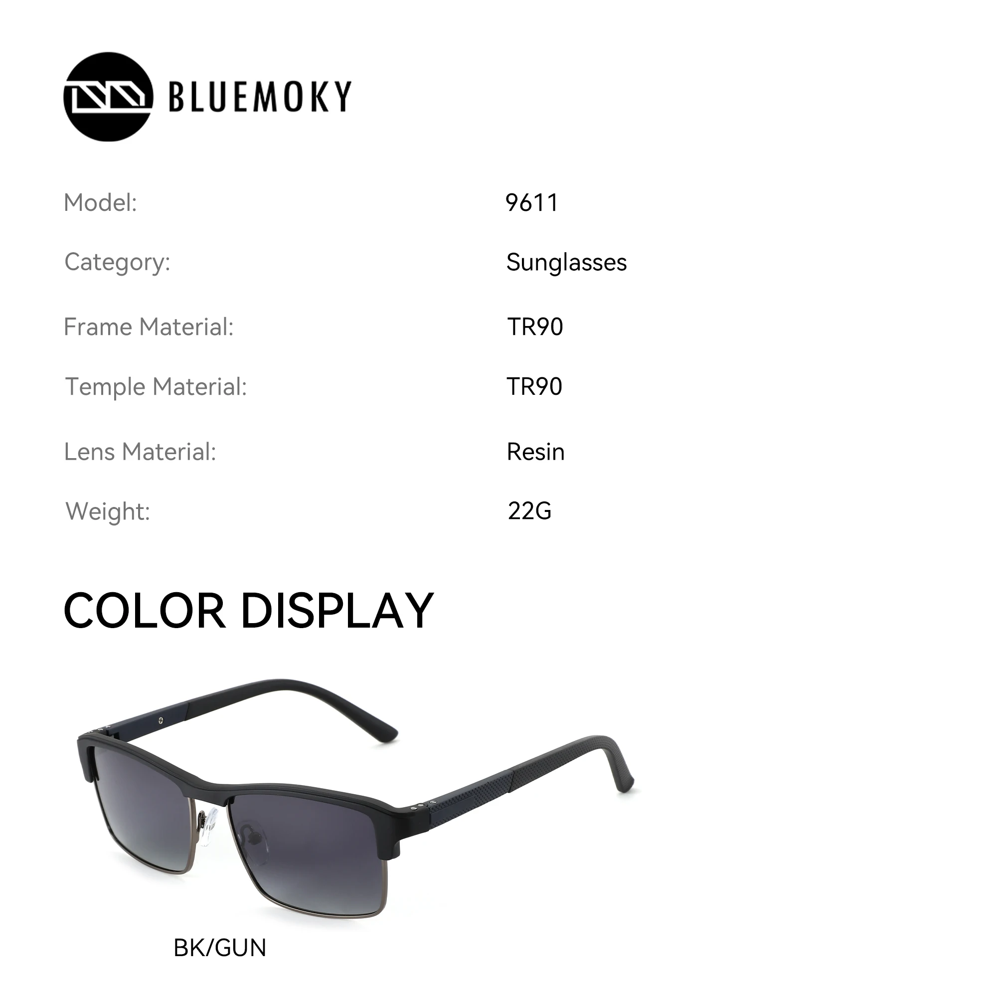 BLUEMOKY L Size Popular Square TR90 UV400 Polarized Sunglasses Prescription For Men Trend Progressive Optical Sun Glasses