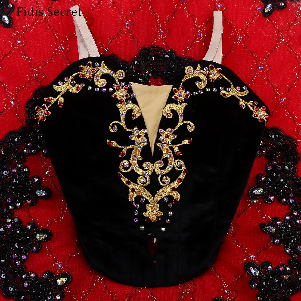 

Black Red Fire Bird Professional Platter Ballet Tutus Costumes,Girls Ballerina Nutcracker Classical Dance Performance Stage Wear